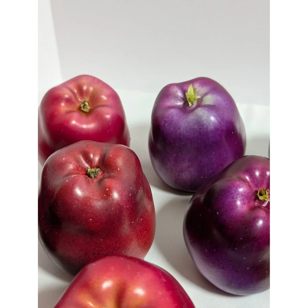 21 Piece Faux Apples Bulk Lot Artificial Fruit Red Purple Lenticels Plastic Foam